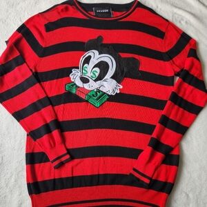 The Reason Dynasty Stripe Knit Sweater in Red and‎ Black Sz L Money